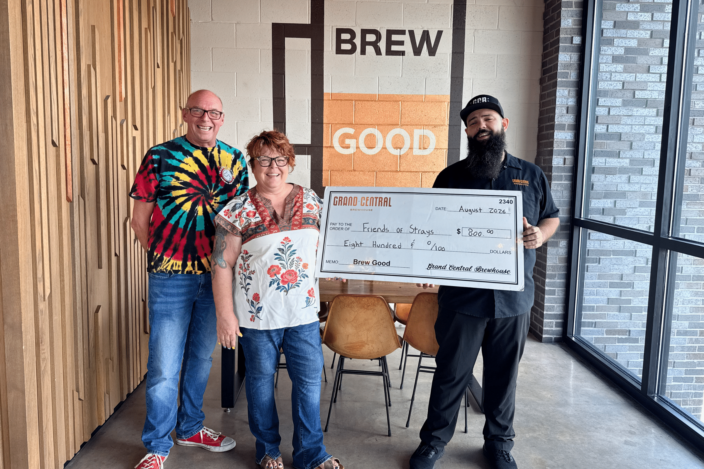 Friends of Strays Brew Good Check Presentation