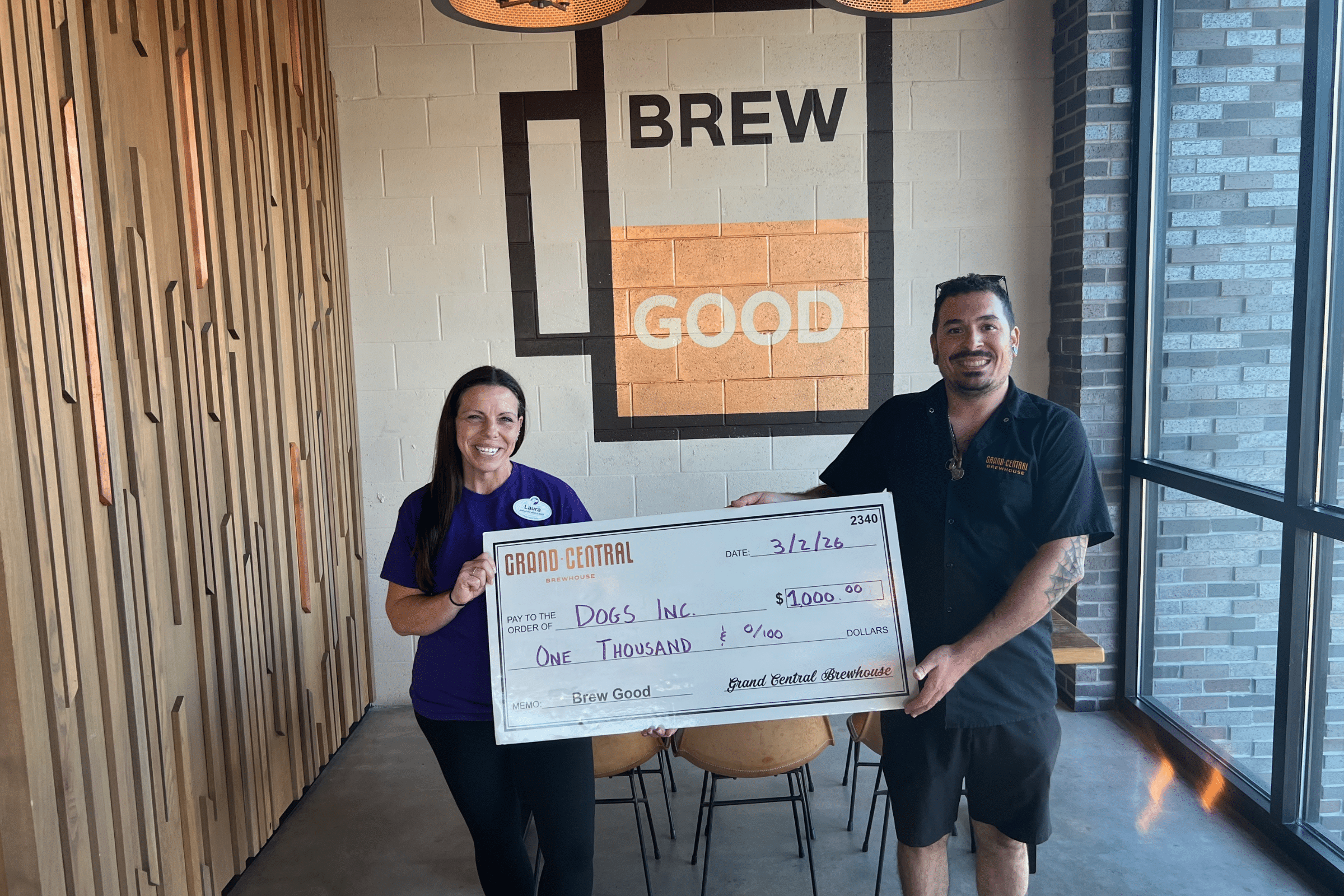 Dogs Inc Brew Good Partner Check Presentation