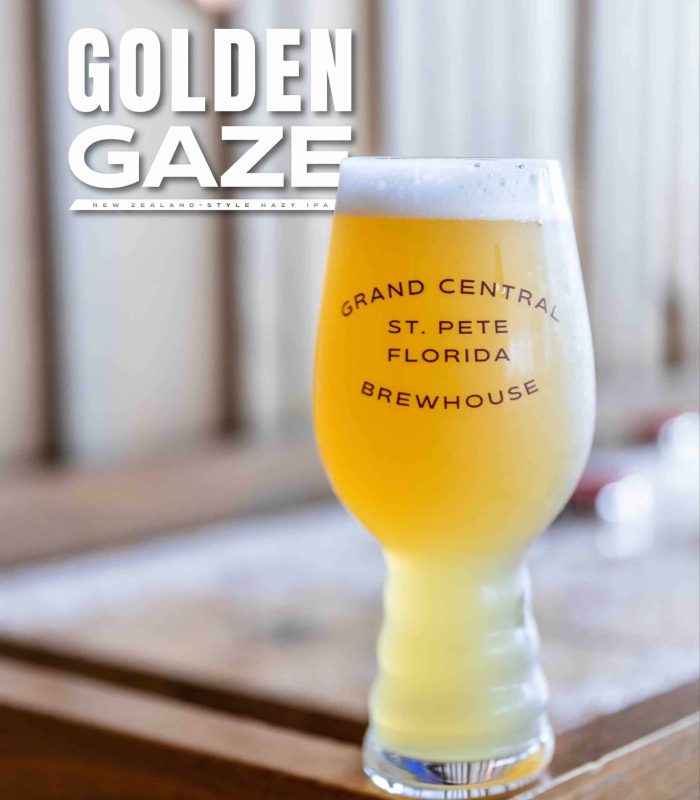 Grand Central Brewhouse Golden Gaze New Zealand Style Hazy IPA in IPA Glass